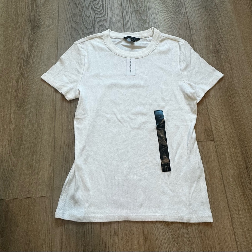 NWT White Ribbed Banana Republic Tee